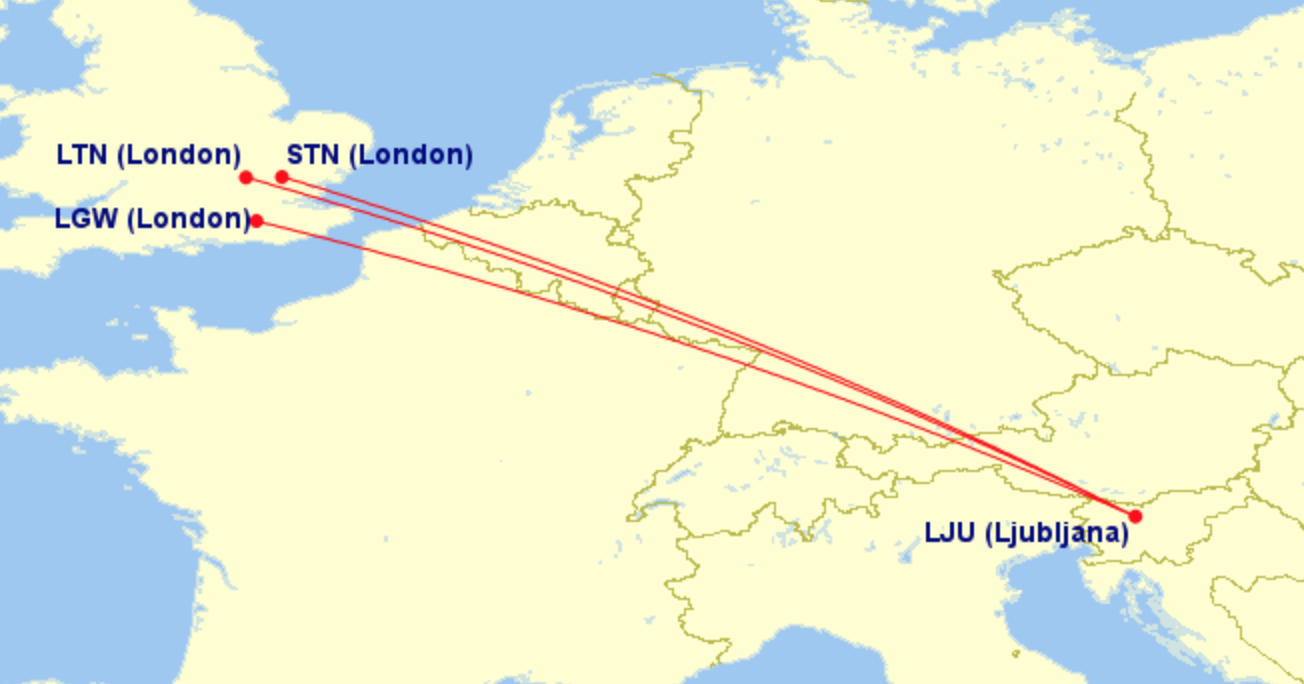Povezave iz Ljubljane za tri londonska letališča